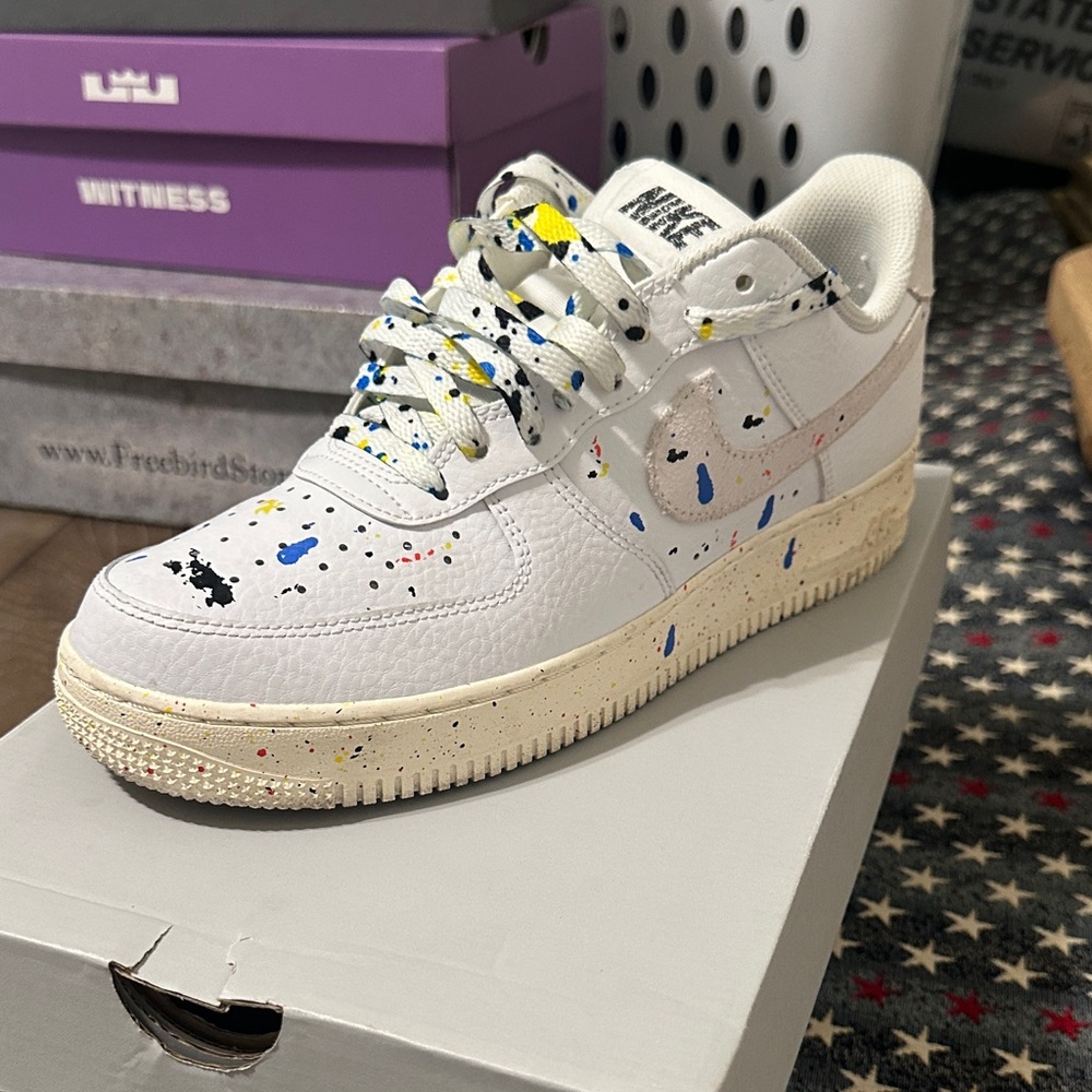 Nike White Sneakers with Colorful Splatter
